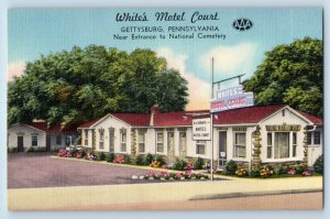 Gettysburg Pennsylvania PA Postcard White's Motel Court Street Exterior Scene