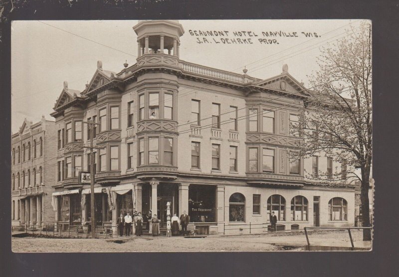 Mayville WISCONSIN RPPC 1910 BEAUMONT HOTEL MAIN STREET nr Theresa