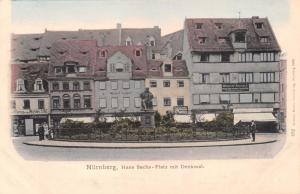 NURNBERG GERMANY HANS SACHS~PLATZ mit  DENKMALPOSTCARD 1900s