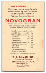c1950's Novogran ZD Gilman Inc Advertisement Washington DC Antique Postal Card