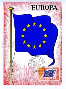 420042 FRANCE Council Europe 1965 year EUROPA CEPT FLAG First Day maximum card