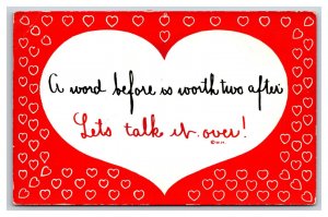 Motto Romance A Word Before Worth Two After Talk it Over UNP DB Postcard H26