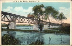 Norristown Pennsylvania PA P&W Railroad Train Bridge Vintage Postcard