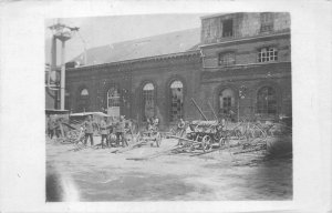 RPPC GERMANY WWI SOLDIER'S CARRIAGES MILITARY REAL PHOTO POSTCARD (c. 1915) 341