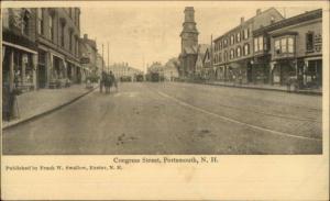 Portsmouth NH Congress St. c1905 Postcard - Storefronts