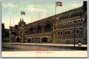 Postcard Chicago Illinois c1905 Coliseum View American Flag Glitter Appliqué UDB