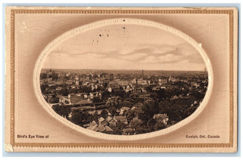 1913 Bird's Eye View of Guelph Ontario Canada Antique Embossed Postcard
