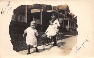 Wilmington Delaware Children Playing with Tricycle Real Photo Postcard AA69711