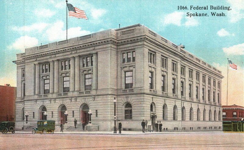 Vintage Postcard Federal Building Government Office Spokane Washington JL Robbin