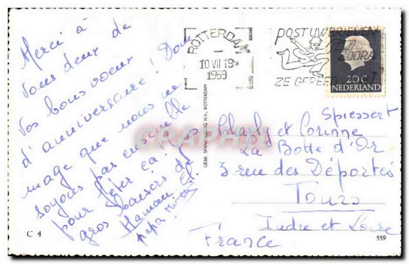 Old Postcard Netherlands Rotterdamse Rondvaart doorde Havens