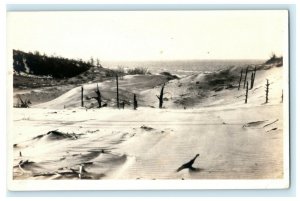 Cape Cod Sand Dunes Massachusetts RPPC Dead Trees Ocean Antique Vintage Postcard 