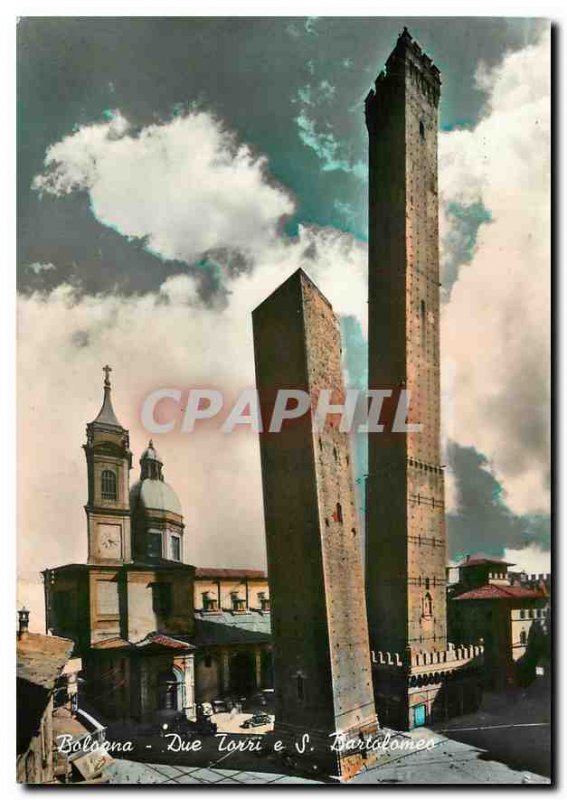 Postcard Modern Bologna The two Towers and St Barthelemy
