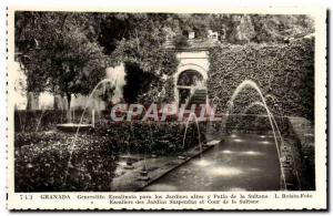 Postcard Old Granada Generalife Escalinata Para los altos y Jardines Patio of...