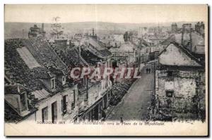 Old Postcard Soissons in 1918 Rue Saint Martin to Square Repubilque Army