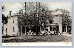 J97/ Delaware Ohio Postcard c1910 Childrens Home Building Kids 228