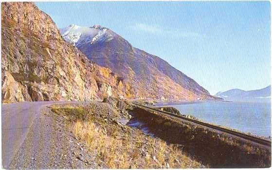 Turnagain Arm Highway and Alaska Railroad to Seward Alaska  Pre-zip Code Chrome