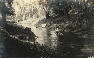 PC real photo postcard on the river INDONESIA (a18512)