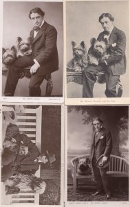 Martin Harvey Edwardian Actor & His Dogs 4x Real Photo Postcard s