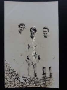 Sussex HASTINGS Three Ladies PADDLING IN THE SEA c1919 Old RP Postcard