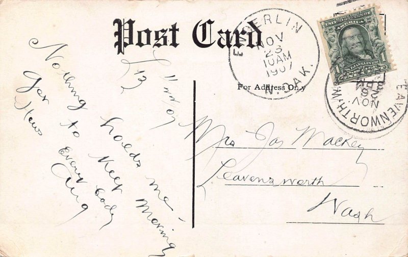 ENDERLIN NORTH DAKOTA~HIGH SCHOOL~1907 POSTCARD