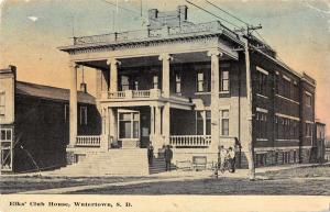 Watertown South Dakota birds eye view outside Elks Club House antique pc Z22981