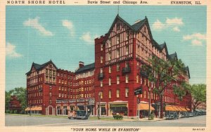 Vintage Postcard North Shore Hotel Davis St. & Chicago Avenue Evanston Illinois