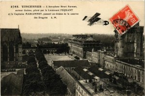 CPA VINCENNES L'Aeroplane Henri Farman au dessu de caserne des Dragons (575144)