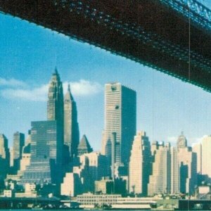 USA Brooklyn Bridge With Lower Manhattan New York City Chrome Postcard 07.66