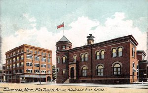 Elks Temple Brown Block And Post Office Kalamazoo, Michigan USA PU Unknown 