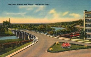 18th Street Viaduct and Bridge, Des Moines, Iowa Vintage Postcard