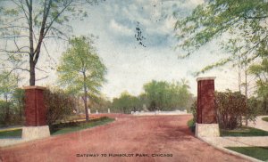 Vintage Postcard 1913 Gateway To Humboldt Park Roadways Drive Chicago Illinois