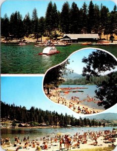 CA, Crestline LAKE GREGORY REGIONAL PARK Dock~Pedal Boats~Beach 5½ X 7 Postcard