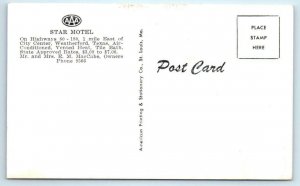 WEATHERFORD, Texas TX  Roadside STAR MOTEL  Parker County c1950s  Postcard