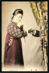 Japanese Geisha Shaking Hand Modern Postcard