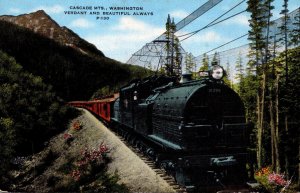 Washington Cascade Mountains Train Traveling Through The Cascade Range