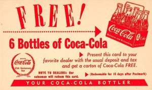 Coca-Cola Free Coke Coupon Advertising Vintage Postcard AA9944