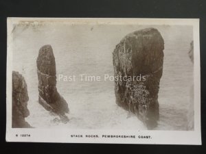 Pembrokeshire Coast STACK ROCKS - Old RP Postcard by Kingsway S12274