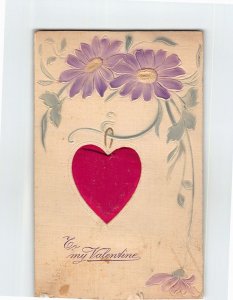 Postcard To my Valentine with Flowers Heart Embossed Art Print