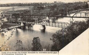 RPPC Columbus Junction, IA Iowa  RIVER~BRIDGE~RAILROAD BRIDGE ca1910's Postcard