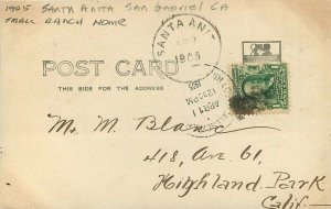 1905 Santa Anita San Gabriel California Small Ranch Home Photo Postcard 20-10202