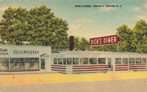 Dover NJ Dick's Diner On Route 6 Linen Postcard