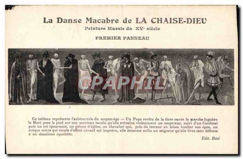 Old Postcard The Danse Macabre of God Mural Painting Chair of the XV century ...