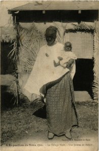 PC CPA EXPOSITION, MANS 1911, LE VILLAGE NOIR, FEMME, Vintage Postcard (b13811)