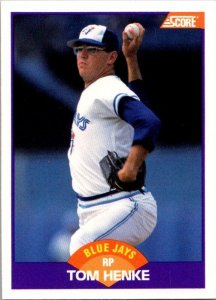 1989 Score Baseball Card Tom Henke Toronto Blue Jays sk20834