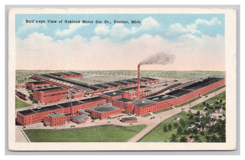 Pontiac MI Michigan Oakland Motor Car Co. Bird's-Eye View Postcard c1920