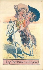 1920s Cowboy Cowgirl Range Romance Comic Humor artist Postcard 22-6582 