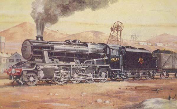 8F Haulage Coal Heavy Freight Train Painting History Antique Postcard