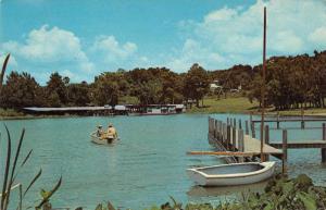 Mt Dora Florida birds eye view boats pier on lake vintage pc Z40338