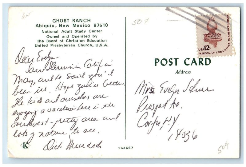 c1950 Ghost Ranch Abiquiu National Adult Study Center Pond Mountain NM Postcard