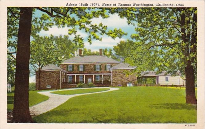 Ohio Chillicothe Adena Built 1807 Home Of Thomas Worthington 1963 Curteich